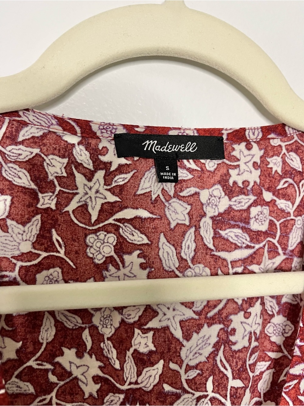 Madewell Maroon White Ditsy Floral Wrap Mini Dress Spring Summer Cottagecore Sm - Picture 5 of 8